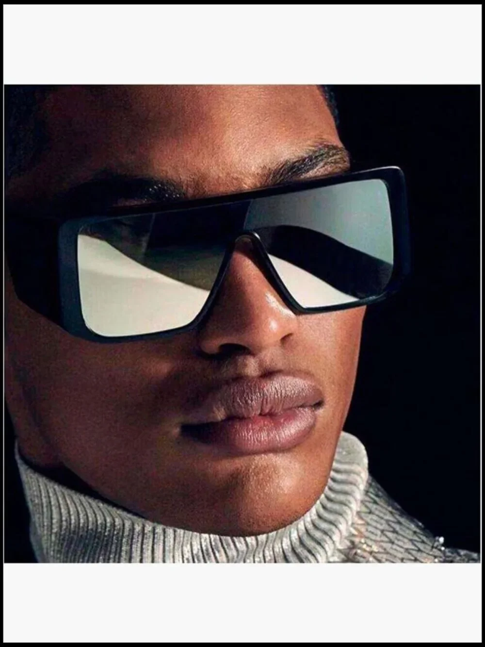 Rectangle Oversized Shield Sunglasses Futuristic Flat Top One Piece